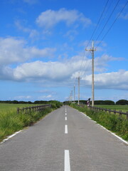 the road under the blue sky