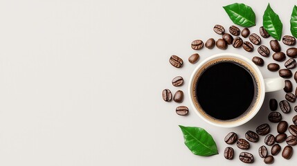 Obraz premium From Bean to Brew: Creative Single Line Drawing of Coffee Transforming into a Hot Cup, Minimalistic Design with Copy Space