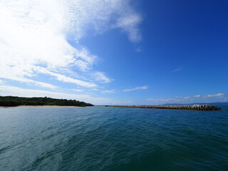 blue sky and transparent sea in okinawa.