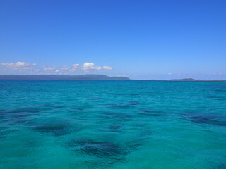 blue sky and transparent sea in okinawa.