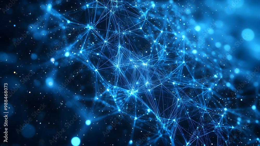 Poster abstract blue network connection background