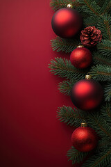 Obraz premium Red Christmas Ornaments and Pine