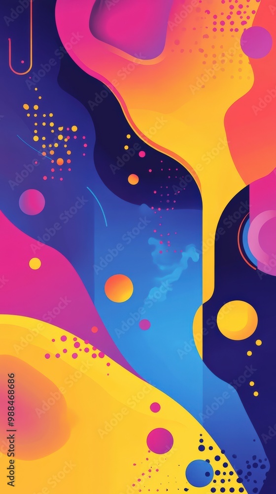 Poster bold and colorful abstract design with vibrant shapes for graphic background