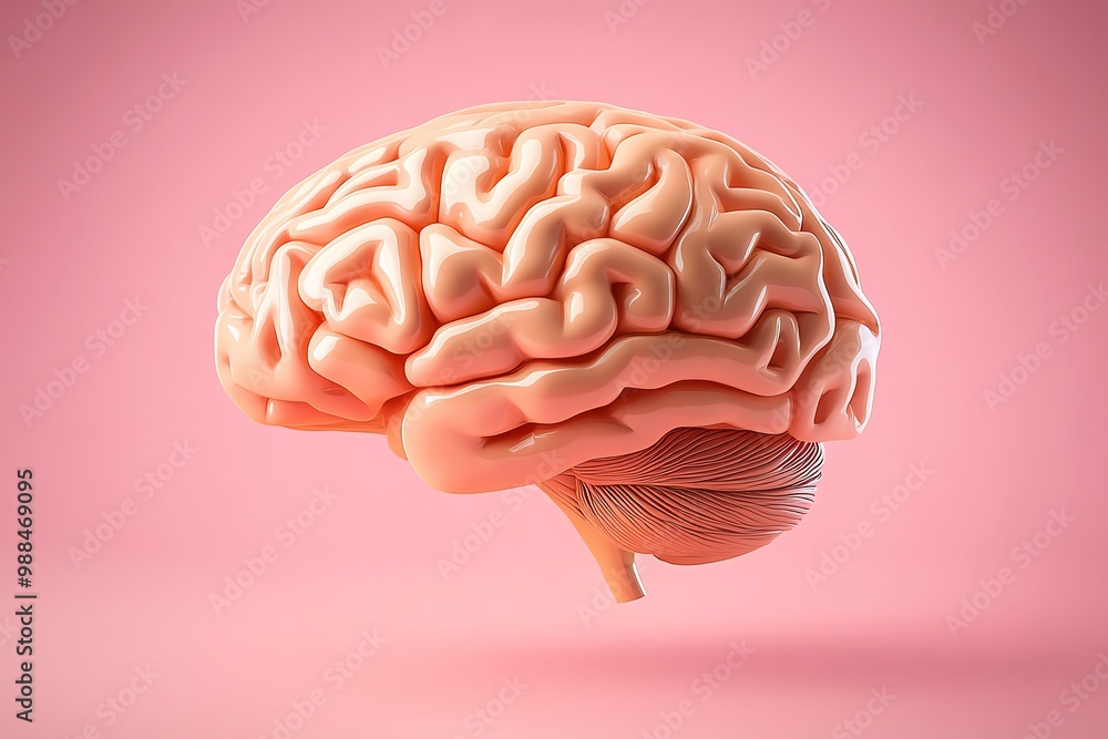 Poster minimalist human brain illustration, with clean lines and a soft gradient background for a simple, e