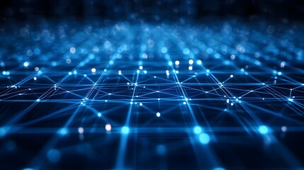 Abstract Blue Network Lines with Glowing Points