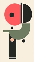 Fototapeta premium flat abstract vector Bauhaus illustration of letter f. Clean lines, greens and pinks, and sharp contrasts emphasize modernity.