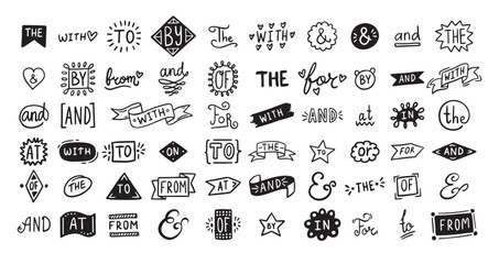 Hand drawn doodle elements set, ampersands, catchwords. vintage doodle ampersands, catchwords, calligraphy