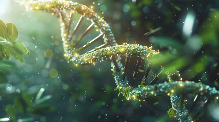 Fototapeta premium A picture or model of a thread of DNA from a living thing. AI Generated