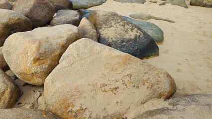 Close up of  Hon Chong cape rock garden by the sea at Nha Trang city, Vietnam.