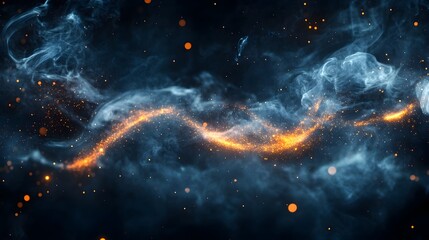 Obraz premium Abstract Blue Smoke and Sparkles Background