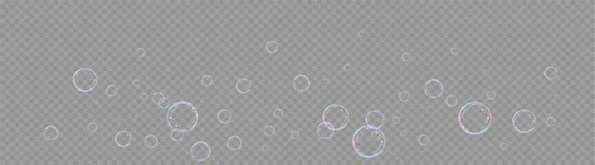 Realistic soap bubbles.Flying bubbles on a transparent background.	