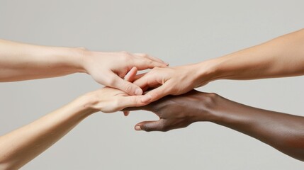 Fototapeta premium A group of people forming a united front with their hands clasped together