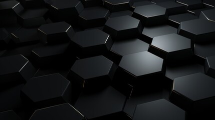 Stylish abstract black background wallpaper featuring geometric black hexagons for modern interior design and creative visual projects.


