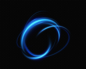 Blue neon ring. Glowing circle. Glow effect. Round light frame. abstract light lines of movement and speedAbstract light lines of movement and speed. light blue ellipse.	