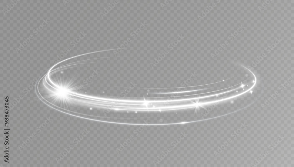 Aufkleber Light white Twirl. Curve light effect of white line. Glowing white spiral. The effect of high-speed abstract lines. Rotating shiny rings.	