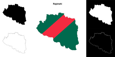 Obraz premium Rajshahi division outline map set