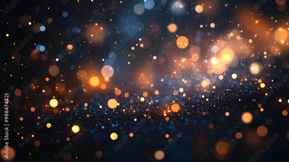 Poster abstract bokeh background with warm and cool lights