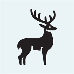 Obraz premium deer logo black icon, cartoon deer animal on a plain white background vector logo
