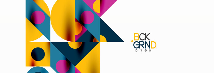 Trendy colorful circles, lines, arrows, triangles and other geometric shapes. Vector Illustration For Wallpaper, Banner, Background, Card, Book Illustration, landing page