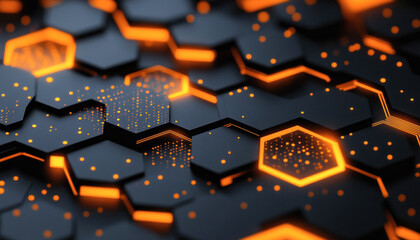 Abstract futuristic background with glowing hexagon pattern