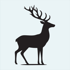 deer logo black icon, cartoon deer animal on a plain white background vector logo