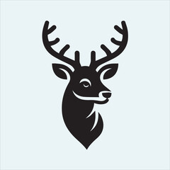 deer logo black icon, cartoon deer animal on a plain white background vector logo
