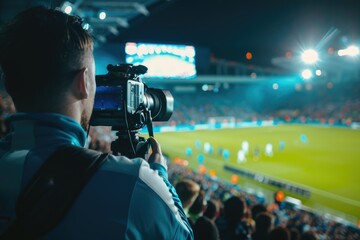 A person capturing the action on the soccer field with a camera
