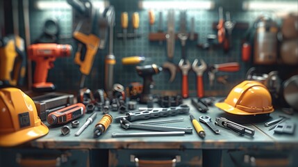 Fototapeta premium A construction tools. top view.