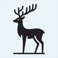 deer logo black icon, cartoon deer animal on a plain white background vector logo