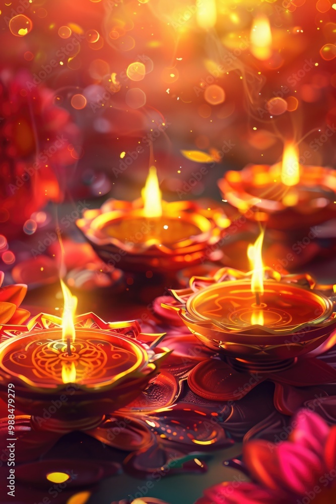 Poster a collection of candles resting on a table, perfect for setting the mood or creating ambiance