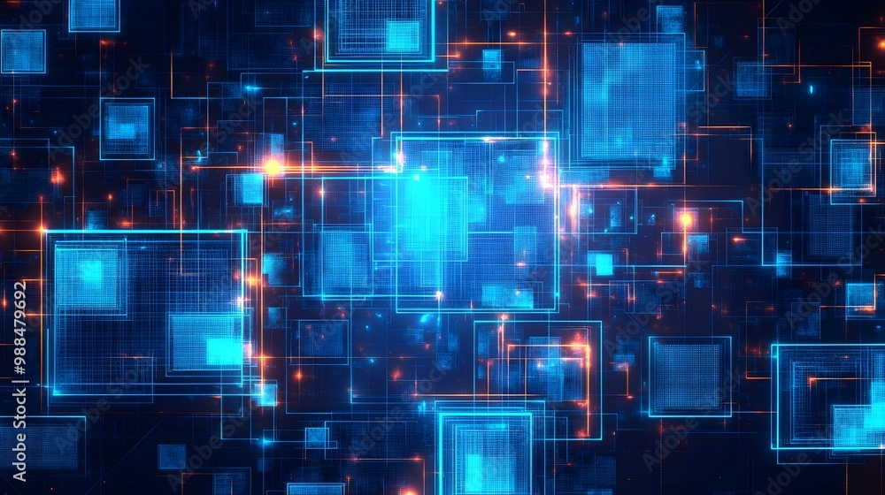 Poster abstract digital network background with glowing lines