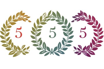 Two laurel wreaths with numbers 55