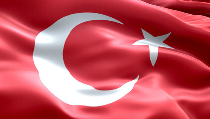 Obraz premium waving fabric texture national flag of Turkey, real texture flag, celebration and patriotic