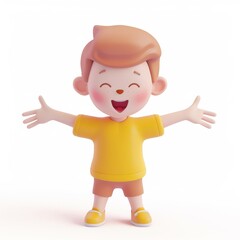 Happy boy In 3d style on white background