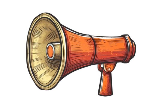 recommend clip art: A megaphone with red and gold color scheme against a plain white background