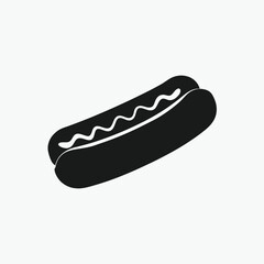 Hotdog with Mustard Glyph Icon – Vector Silhouette Illustration for Fast Food Graphics