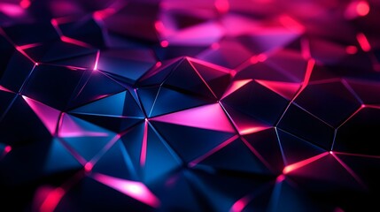 Abstract Geometric Background with Neon Pink and Blue Lights