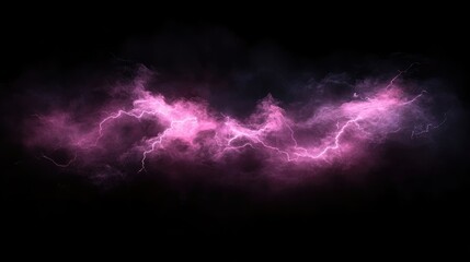 Fototapeta premium Abstract Pink Lightning Strike Against Dark Background