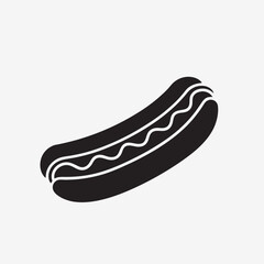 Fototapeta premium Hotdog with Mustard Glyph Icon – Vector Silhouette Illustration for Fast Food Graphics