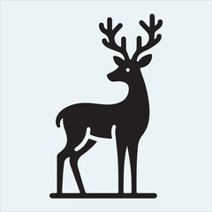deer logo black icon, cartoon deer animal on a plain white background vector logo