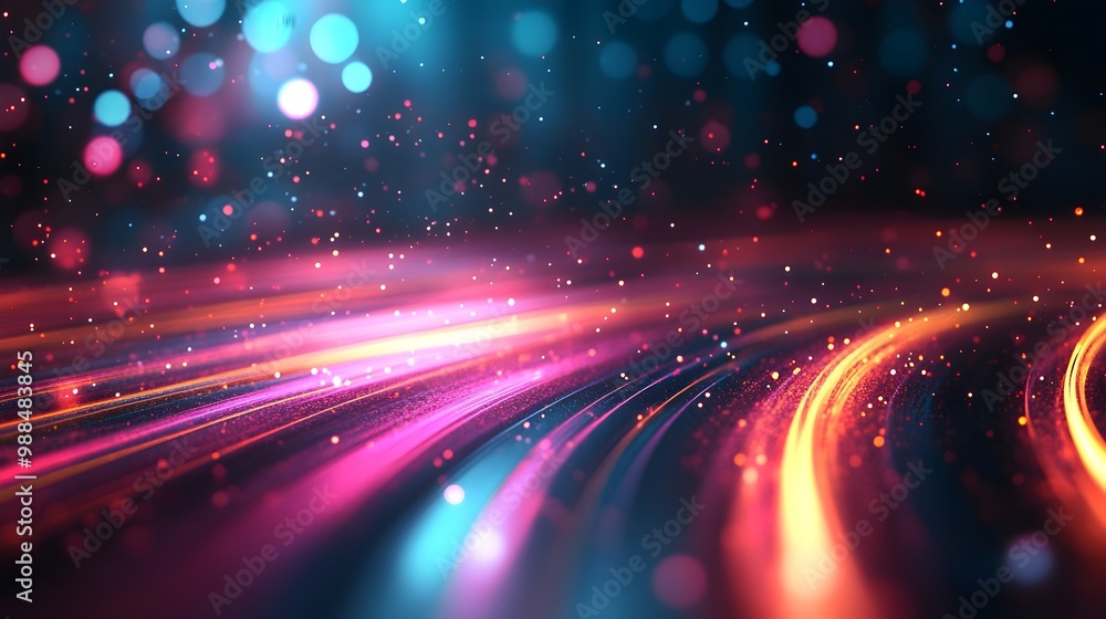 Poster abstract neon lights background with bokeh effect