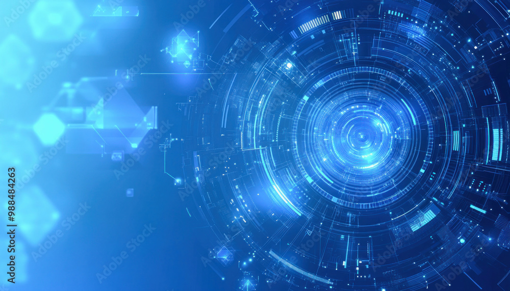 Poster abstract technology background showing concentric circles with light effects