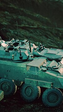 old military vehicle in Afghanistan mountains