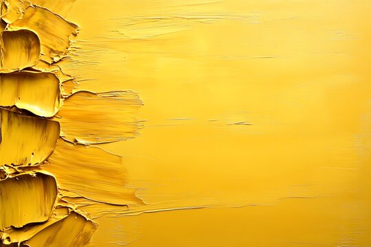 Mustard yellow abstract painting, with thick brushstrokes creating depth and texture on a clean canvas