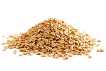 Fototapeta premium Wheat seeds arranged on a white surface, great for illustrations and designs