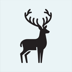 deer logo black icon, cartoon deer animal on a plain white background vector logo