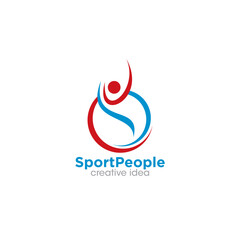 Sport People Logo Concept Logo Design Template