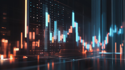 Abstract business black background with Colorful charts and graphs with statistics to innovative analyze business potential and forecast future development of companies growth.