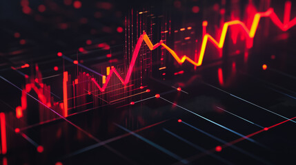 Obraz premium Abstract business black background with Colorful charts and graphs with statistics to innovative analyze business potential and forecast future development of companies growth.