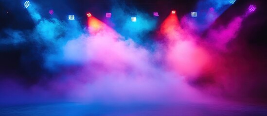 Colorful Stage Lights with Smoke Effects Creating a Vibrant Atmosphere at a Concert or Event